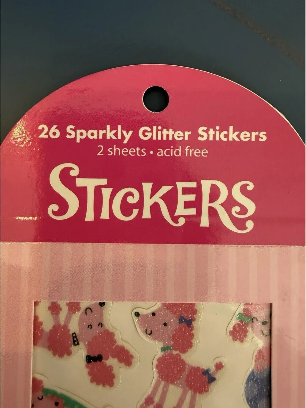 Rare Peaceable Kingdom Stickers Pink Poodle Sparkly Glitter New Sealed